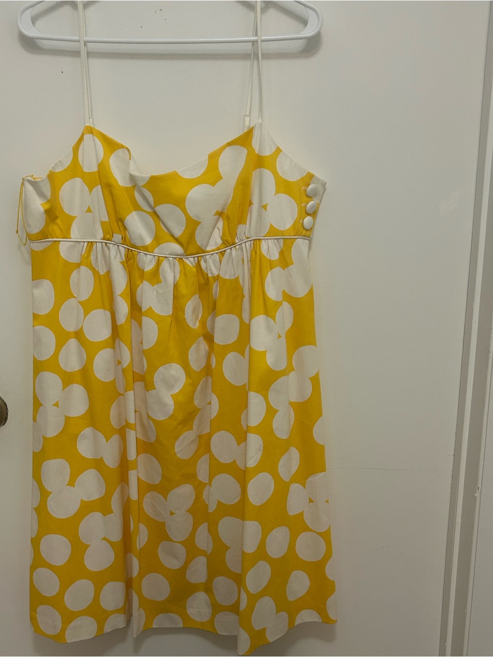 Signature Yellow and White Polka Dot Spaghetti Strap Dress